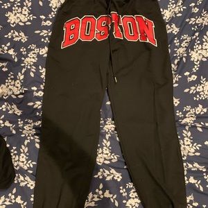 Black and red SHEIN/Romwe “Boston” sweatpants. Never been worn. Medium